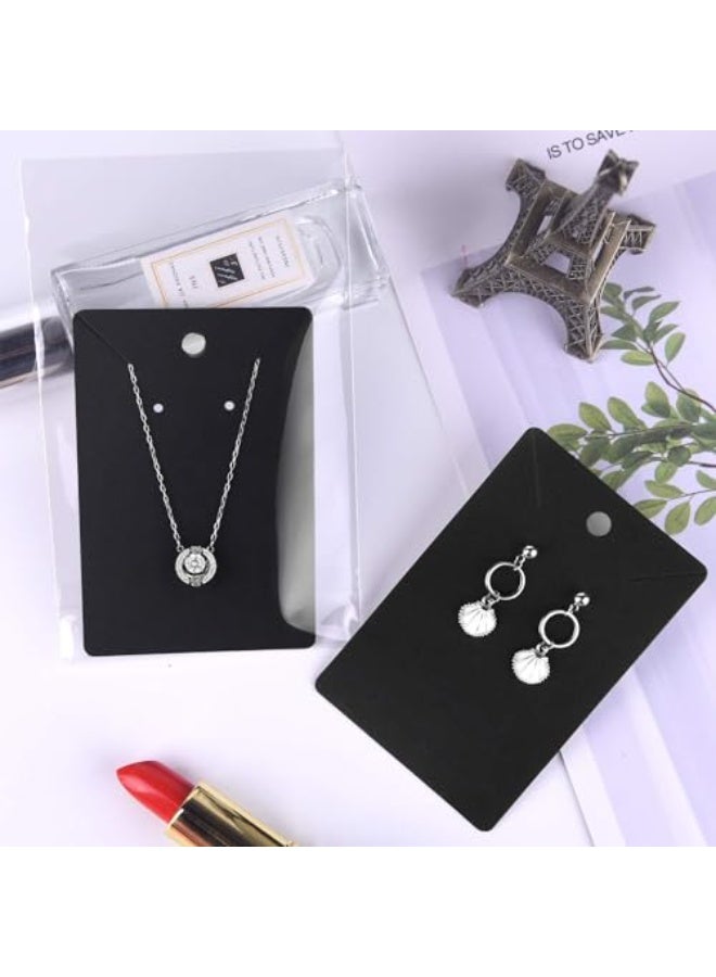 CLENEA 150 Set Earring Display Card with 150 Pcs Self-Seal Bags, Earring Holder Card for Selling DIY Ear Studs, Earrings and Jewelry Display (Black) - Image 4